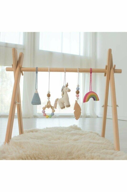 Simple Wooden Fitness Rack Children Room Decorations Baby Play Gym Activity Pendants Hanging Bar Newborn Gifts