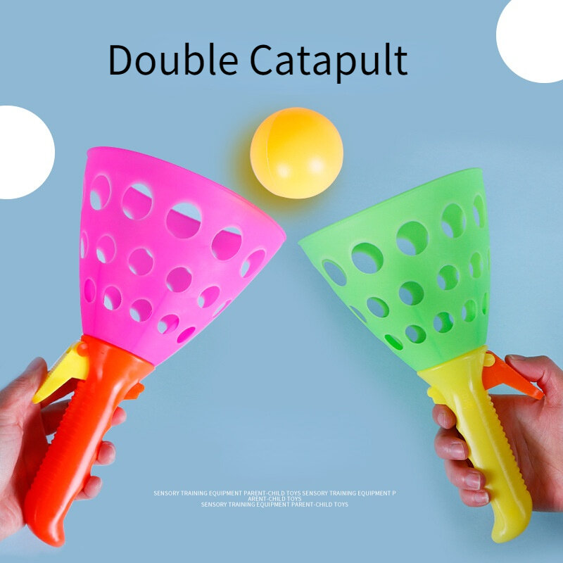 Anak-anak teka-teki melempar bola katapel interaksi orang tua-anak Kelas menyenangkan elastis Catapult anak laki-laki dan perempuan mainan olahraga ganda