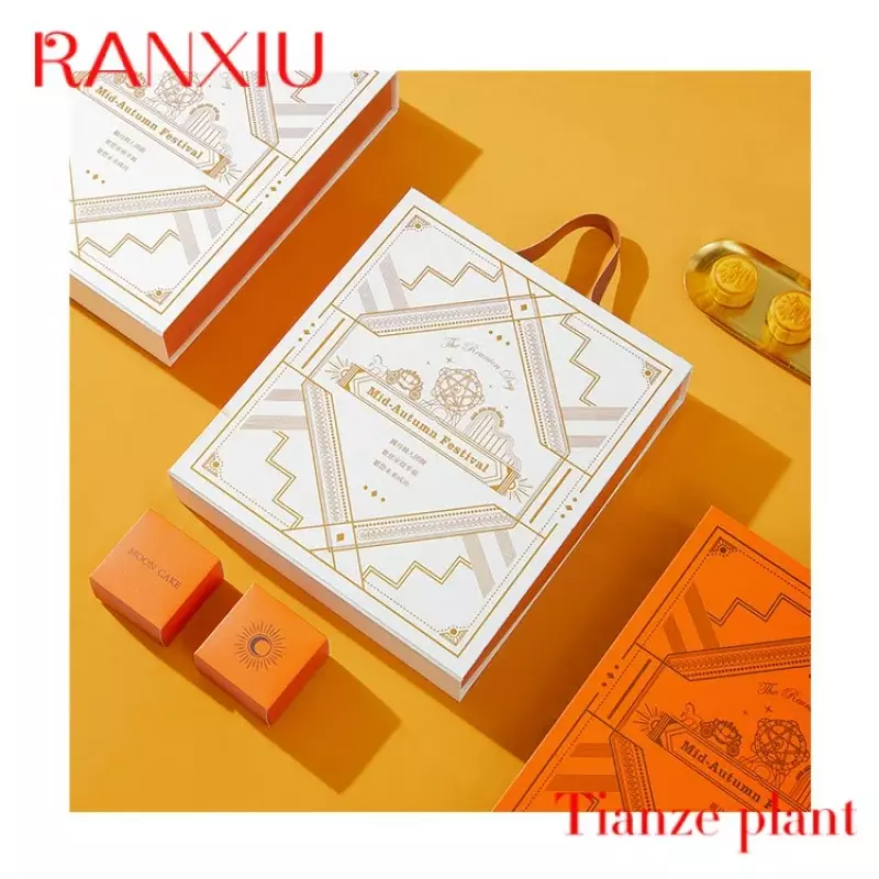 Niestandardowe luksusowe logo na zamówienie z nadrukiem przenośnych składanych pudełek na ciastka księżycowe kolorowe pudełka upominkowe