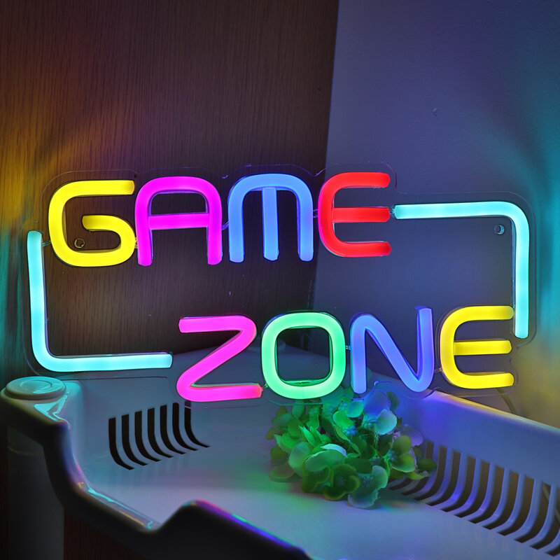 1PC Colorful Game Zone LED Wall Neon Sign For Game Room Party Gallery Shop Pub Club Game Youtuber Decoration 11.77''5.47''