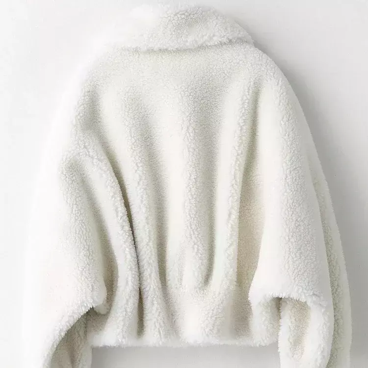 Winter Sheep Shearing Jacket White Warm Short Wool Fur Coats Women Casual Fur Jackets Female Tops Fashion Wool Fur Coat Zm943