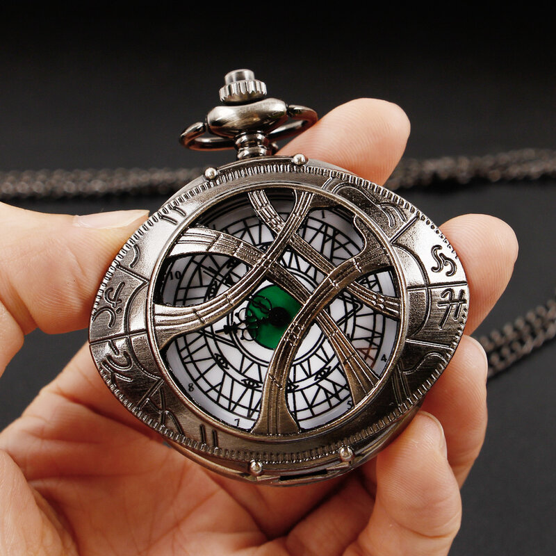Eye of Agamotto Quartz Pocket Watch Colourful Design Choker Watch Cosplay Gifts for Men with Chain