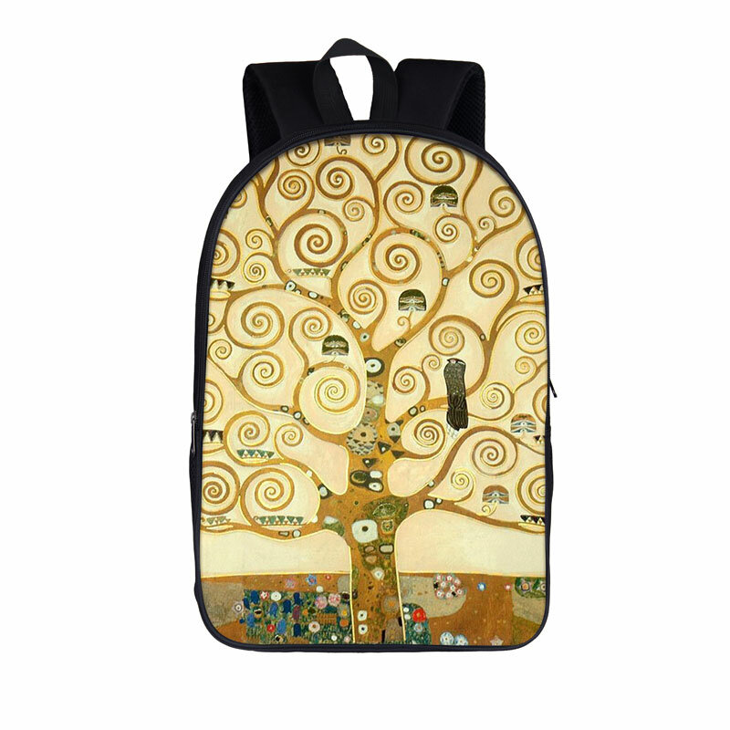 KISBISS by กุสตาฟ Klimt กระเป๋าเป้พิมพ์ลายเป้สะพายหลังของโรงเรียนเยาวชนภาพเขียนสีน้ำมันน้ำตากระเป๋าเก็บของความจุขนาดใหญ่กระเป๋านักเรียนสำหรับเด็ก