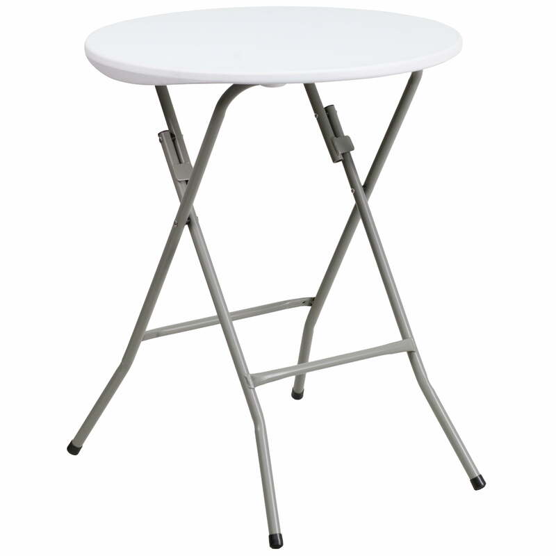 둥근 흰색 플라스틱 접이식 높은 테이블, 2 피트