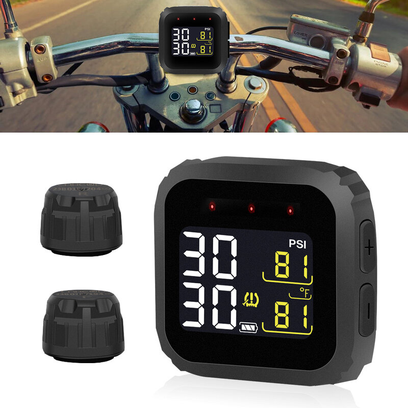 Czujniki opona motocyklowa TPMS M3 wyświetlacz System monitorowania ciśnienia w oponach cyfrowy Tester wodoodporne akcesoria testowe motocykla