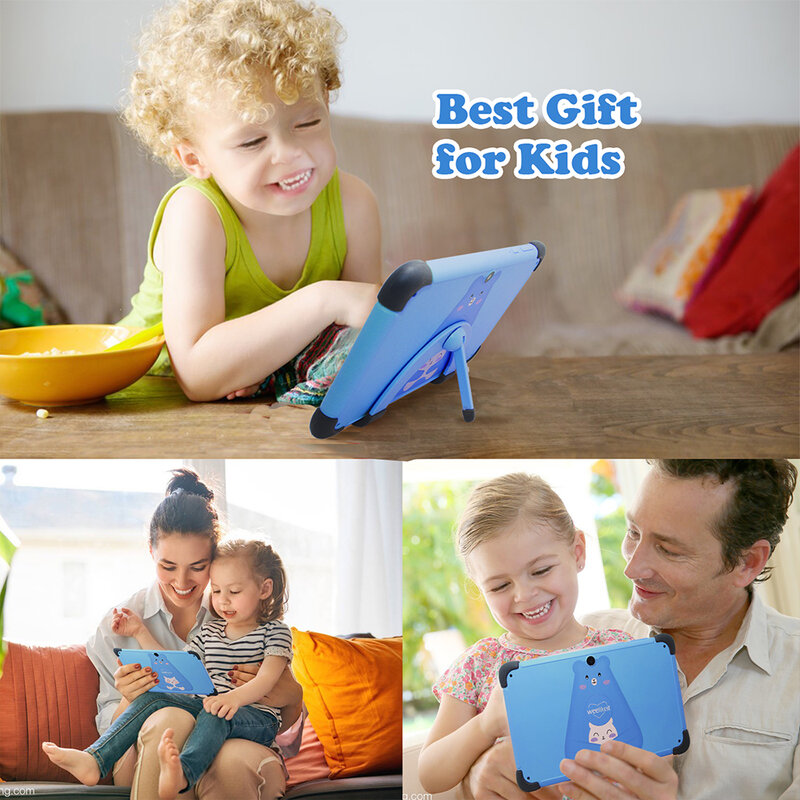 Weelikeit Blauw 7 ''Android 11 Kinderen Tablet 2Gb 32Gb 4-Core Tablet Voor Kinderen 1024X600 Ips Dual Wifi 5G 3000Mah Met Tab Houder