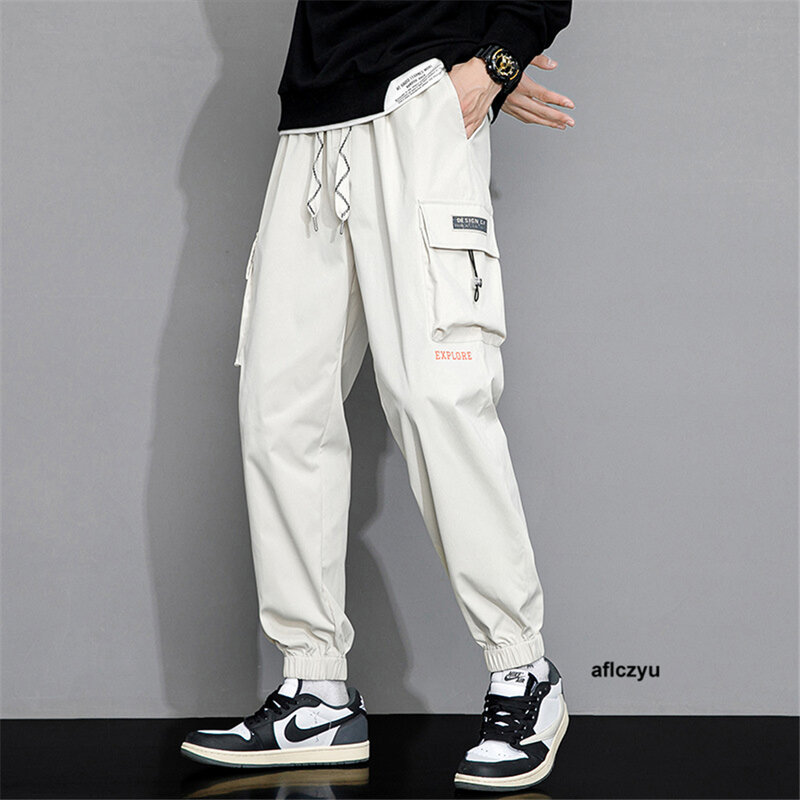 Spodnie Cargo męskie Plus rozmiar 8XL spodnie do biegania moda na co dzień w stylu Harajuku męskie duże spodnie do kostek
