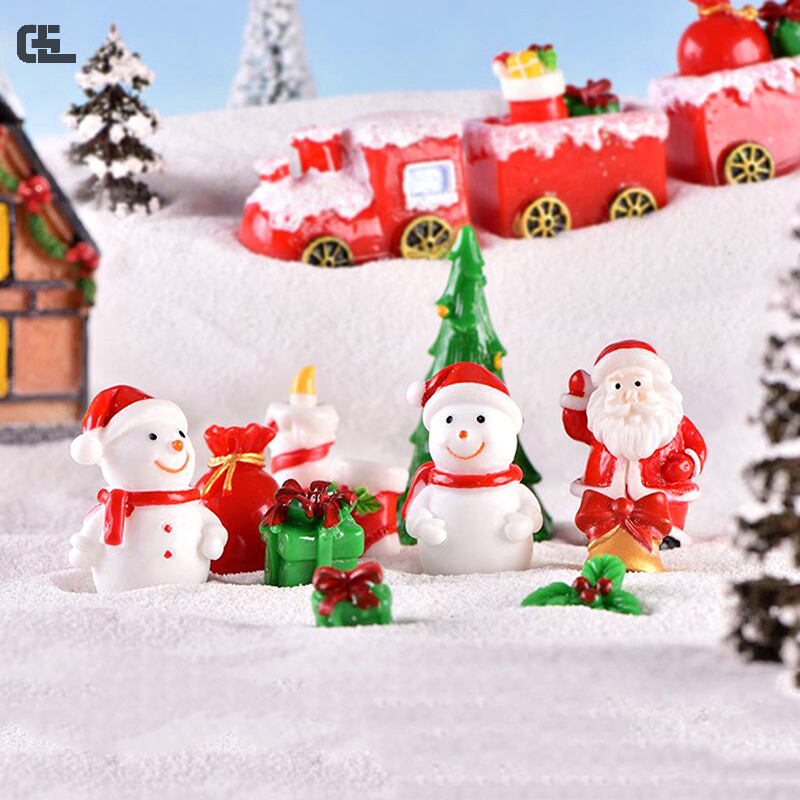 1Pc Santa Claus Sneeuwpop Micro Landschapsornamenten Voor Huisdecoratie Kerstcadeau Beeldjes Miniatuur Kerst Decor