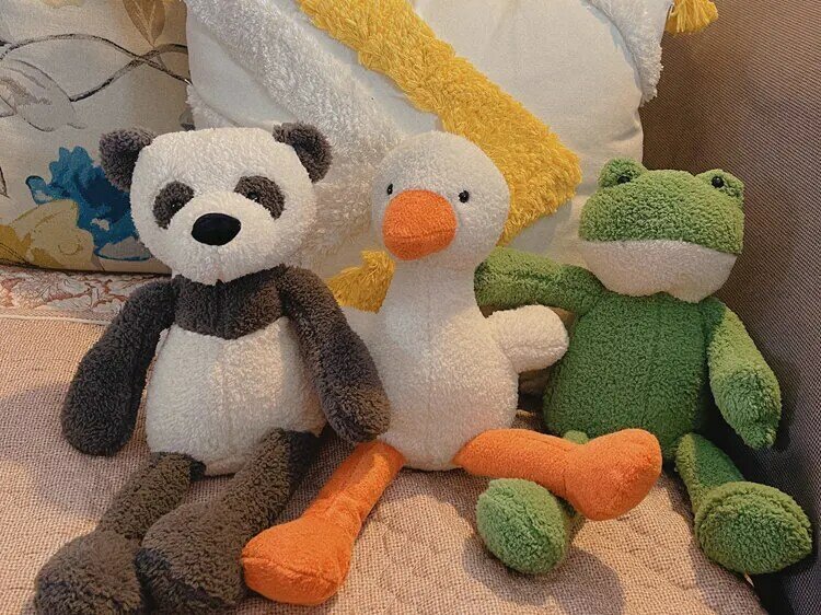 2022 nuovo 40cm carino rana verde peluche a gambe lunghe Panda elefante anatra peluche bambola di pezza cuscino placare giocattolo regalo di compleanno per bambini
