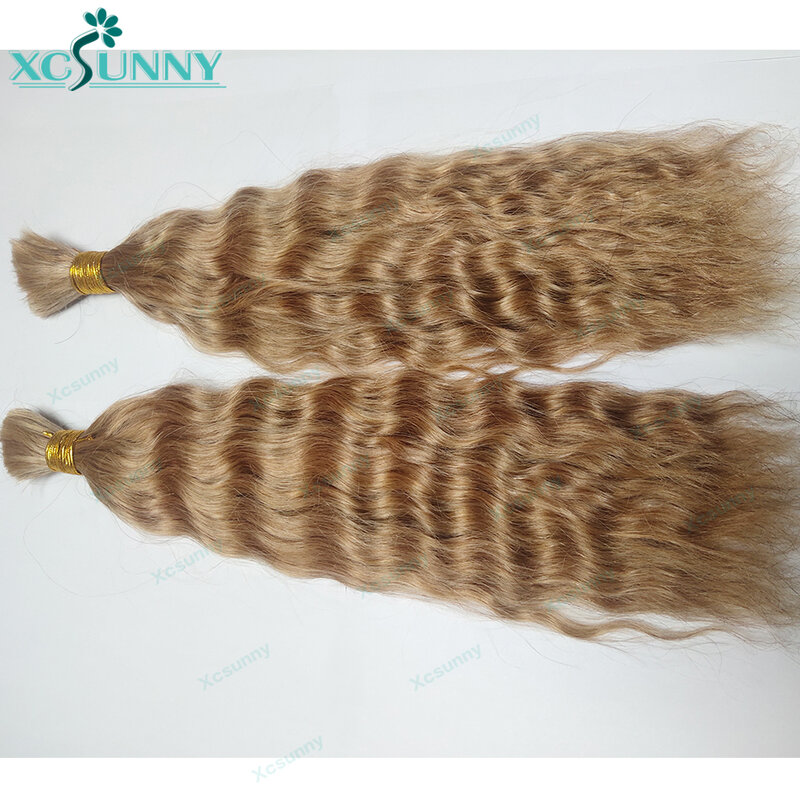 Bulk Human Hair For Braiding Blonde Color 27 and 30 Wet And Wavy Curly Human Braiding Hair Bundles No Weft Extensions