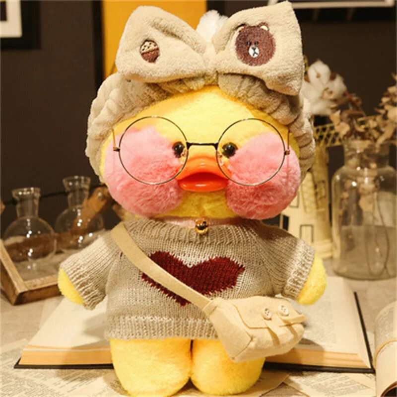 귀여운 Lalafanfan 노란색 오리 인형 부드러운 장난감, 귀여운 진정 장난감, 동물 인형 베개, 여아 생일 선물, 30cm