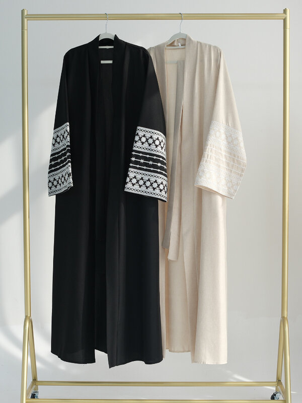 Abaya musulmane brodée Eid pour femmes, robe de Ramadan, abayas marocains à lacets, caftan islamique, cardigan arabe de Dubaï, robe longue, 2024