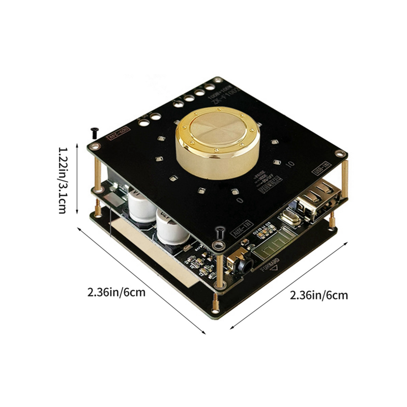 Placa amplificadora de potencia ZK-F1002, placa amplificadora de 5,1 W, 100 canales con protección contra cortocircuitos para caja de sonido, Bluetooth 2,0