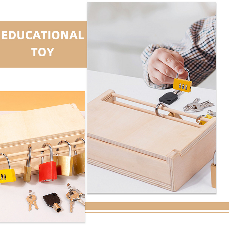 Montessori Lock Box Kids Toy Children Learning Key Childrens Toys Educational Wooden Keys Locks for and