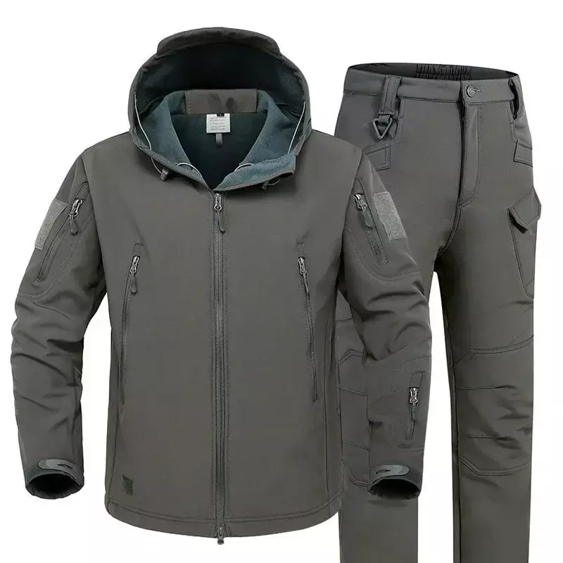 Ensemble manteau et pantalon d'alpinisme en peluche, coquille souple, imperméable, coupe-vent, épais, automne, hiver
