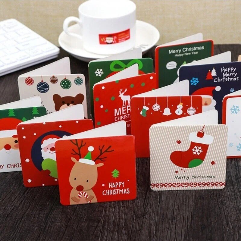 24 Pcs/lot Christmas Greeting Card Kids Mini Blessing Envelope New Year Postcard Gift Card Xmas Party Festival Products