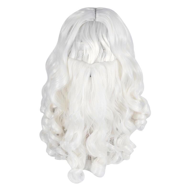 Santa Hair and Beard Set Fancy Dress Props Long Xmas Funny Santa Claus Costume Accessories for Roles Play Stages Performance