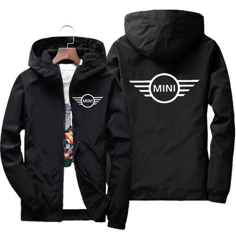 Spring and Autumn 2024 Latest Mini Cooper s Print Men's Spring and Autumn Hipper Casual Hooded Bomb Jackets Fashion Windproof Ou