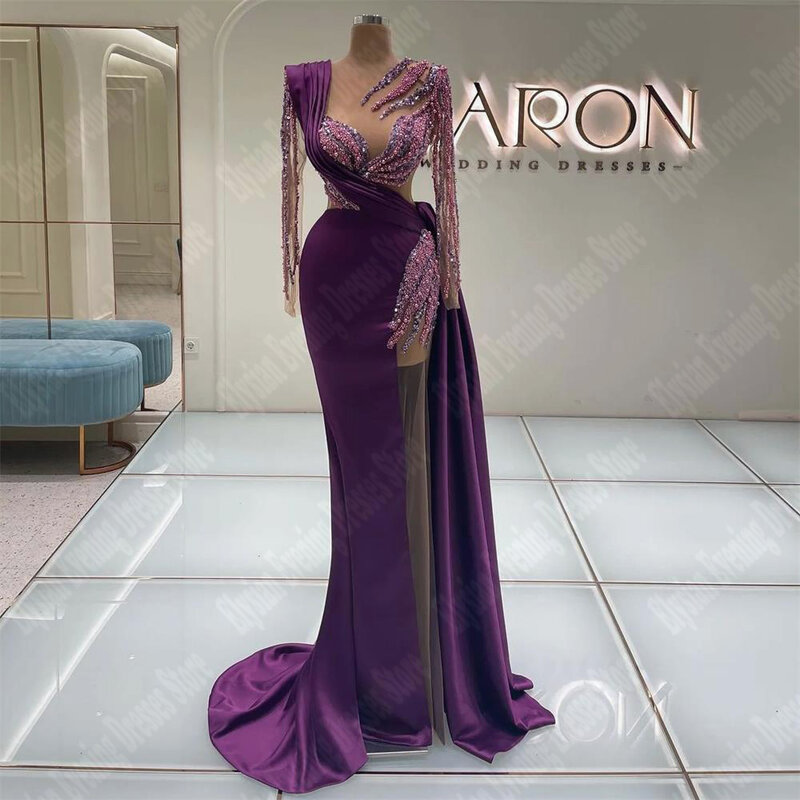 Женское вечернее платье-русалка, облегающее ажурное платье с высокой талией для выпускного вечера, 2019