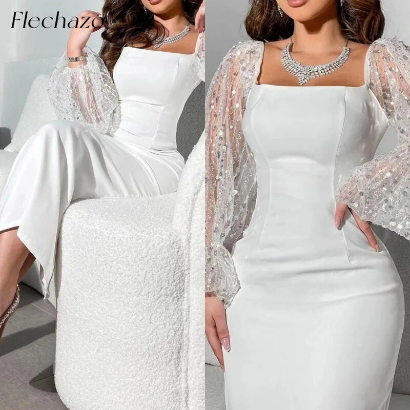Вечерние платья Flechazo с замысловатым квадратным вырезом, платье с блестками для торжественных случаев, платье на день рождения для женщин 2024