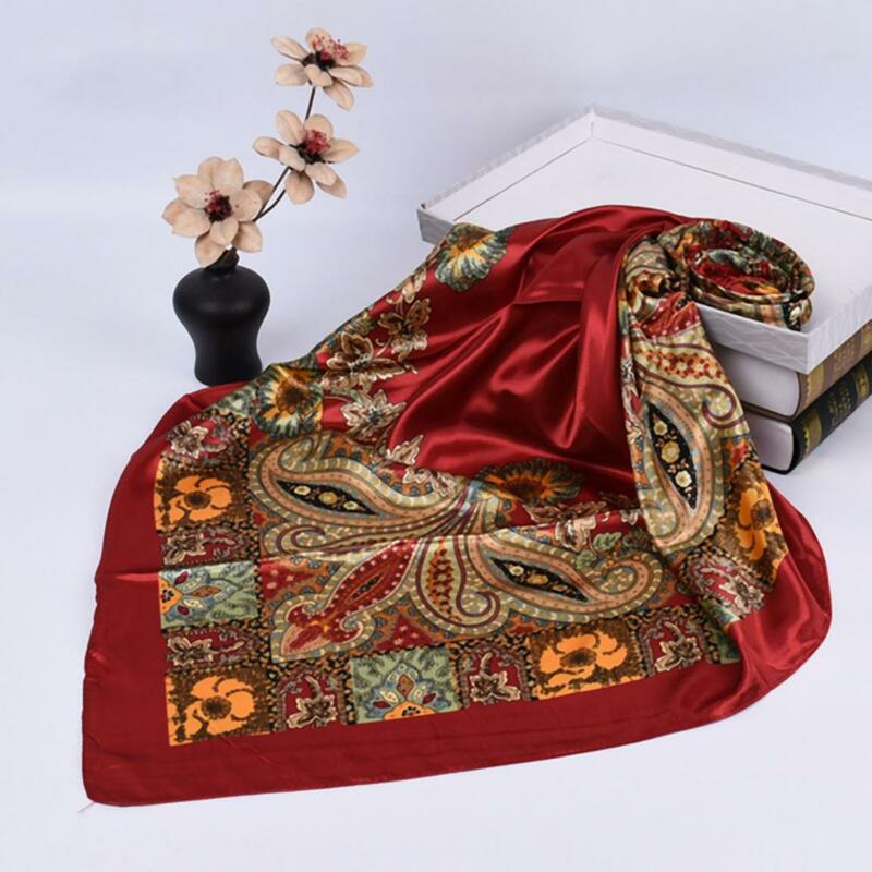 Pañuelo Retro con estampado de flor de anacardo grande para mujer, bufanda de protección solar, bufanda Retro