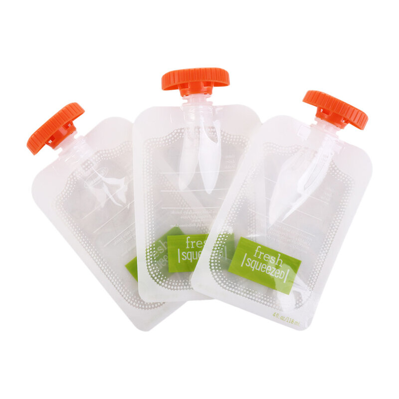10pcs Reusable Food Pouches For Homemade Organic Puree Refillable Squeeze Storage Food Pouch For Baby Weaning Food