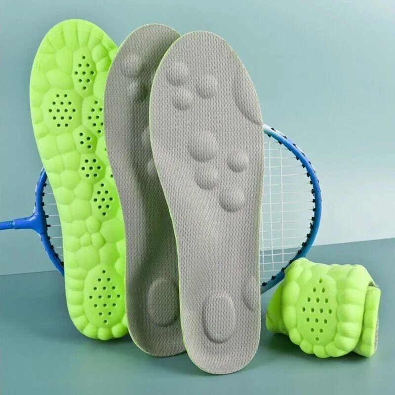 4D амортизирующие стельки, высокоэластичные латексные массажные вставки для обуви, мягкие спортивные дезодорирующие подушки унисекс для бега