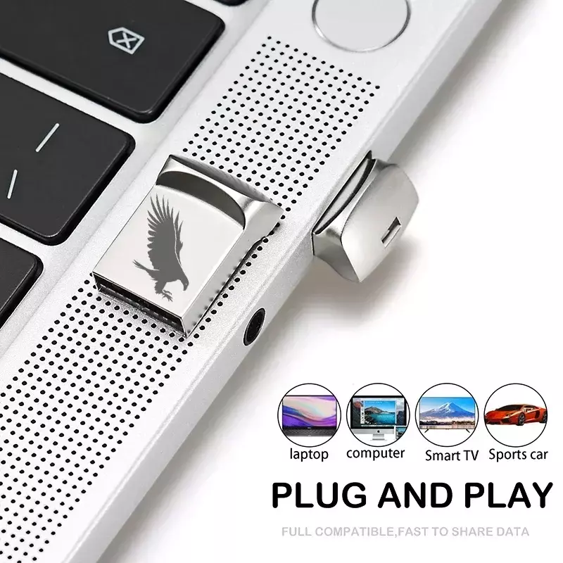 JASTER-Mini Metal USB 2.0 Flash Drive, Presentes Prata Negócios, Memory Stick, Pen Drive, Dispositivos de Armazenamento Impermeável, U Disco, 32GB, 64GB