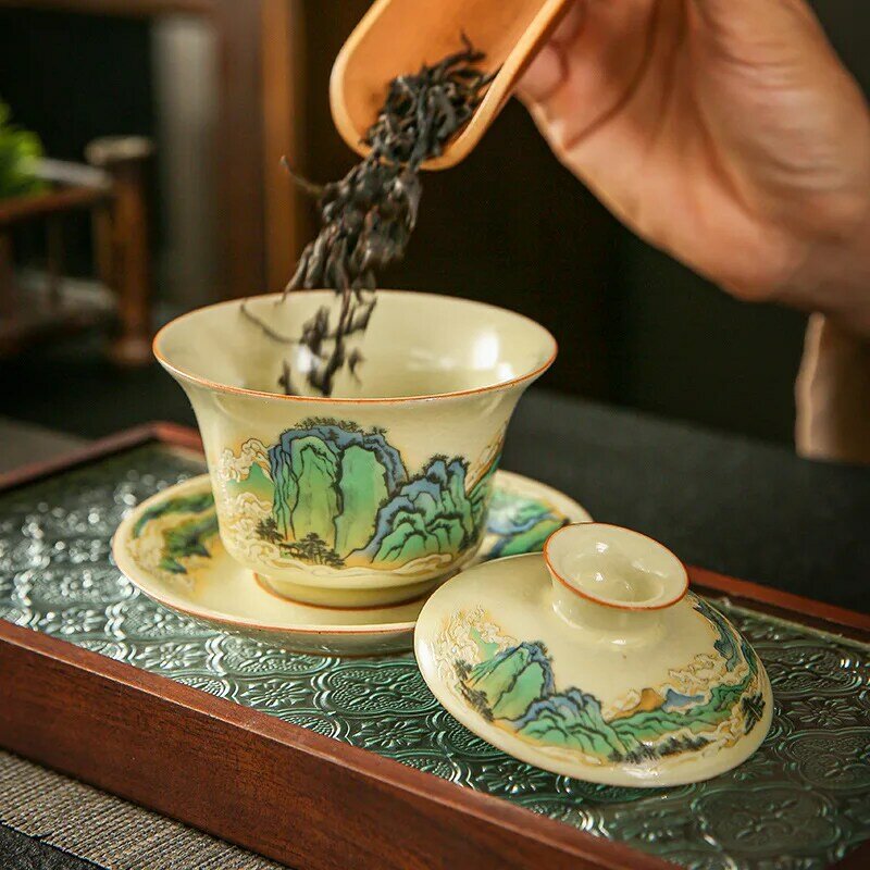 Gaiwan Retro Dargon Cup Saucer Tea Tureen Chinese Tea Maker Cover Bowl Tea Services Supplies Craft