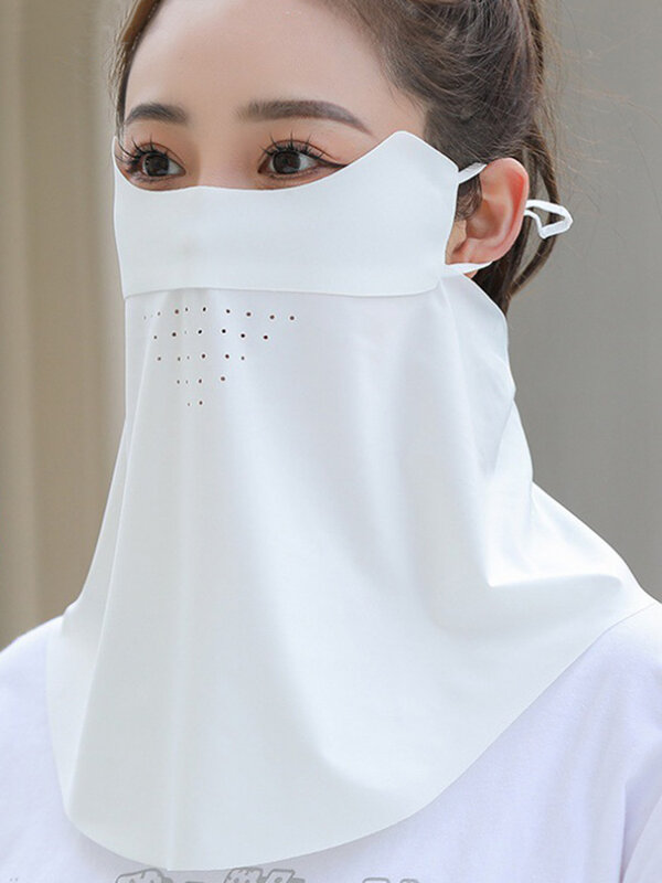 Masker tabir surya wanita, Facekini panas baru es sutra Anti-ultraviolet bernapas poliester musim panas