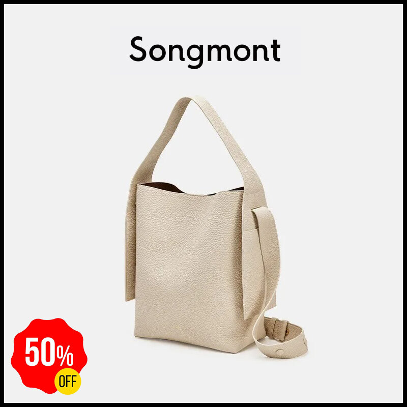 Songmont-Couro Crossbody Bag, Médio Ear Tote Series, camada de cabeça, ombro leve, versátil, moda casual, Designer, um ombro