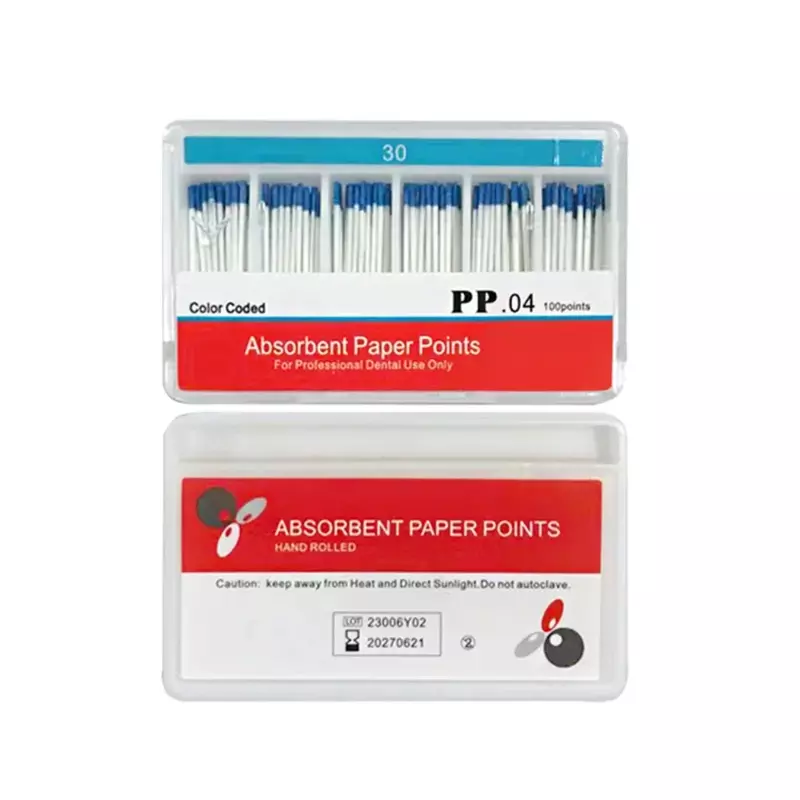 AG-Puntos de papel absorbentes dentales, puntas de papel absorbentes de humedad, cónico 0,02, 0,04, 0,06, F1, F2, F3, consumibles para clínicas dentales