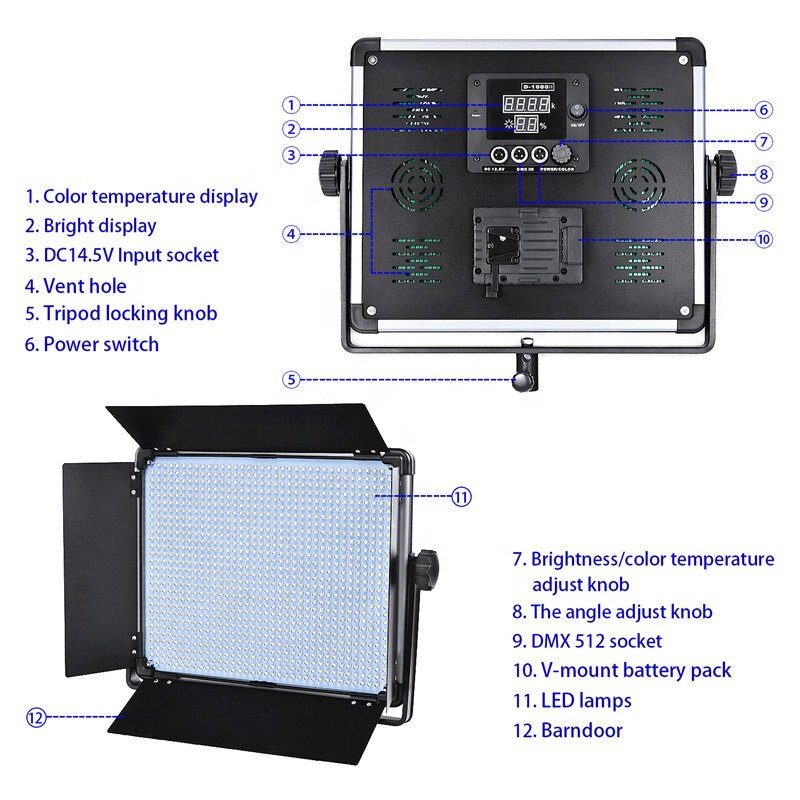 Lampu panel led fotografi dmx, dioperasikan baterai 85w kit pencahayaan video ultra ramping kamera untuk film