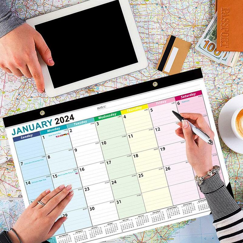 Parede pendurado calendário para Desk, semanal e mensal anual Planner, mesa de programação, To Do List, Agenda Organizer, Large, 2024.1-2025.6, 2024.1-2025.6
