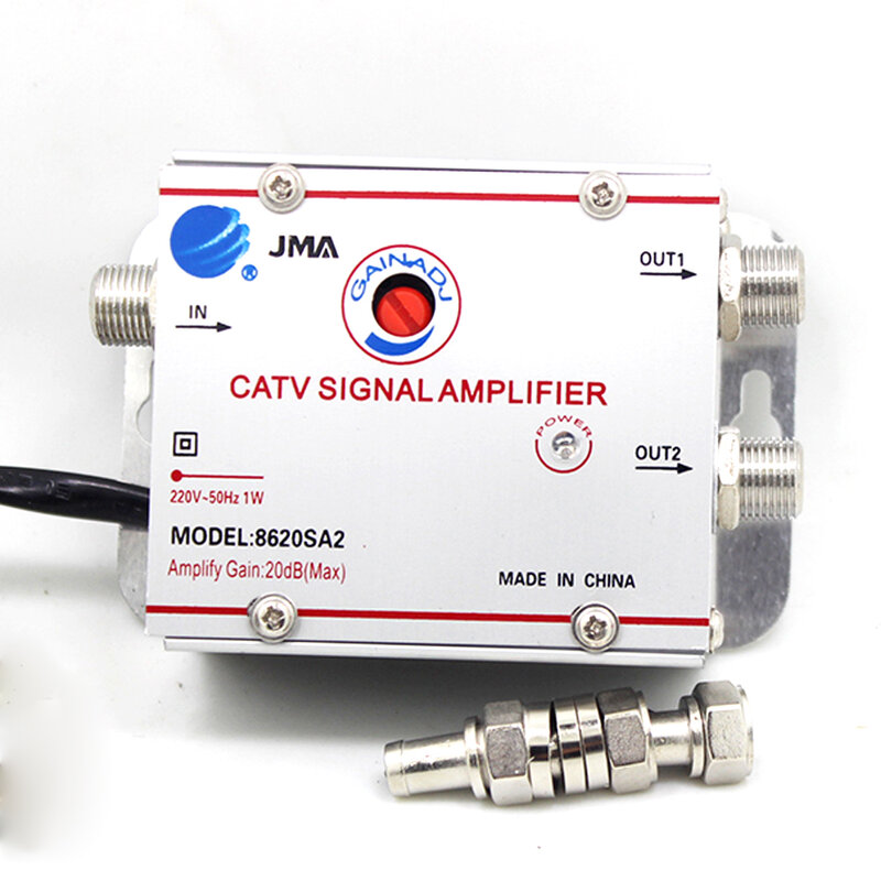 DTMB-amplificador de señal de TV Digital, Cable de onda terrestre, 8620SA2, una entrada, dos salidas, ganancia de 20DB, enchufe de la UE, 220V
