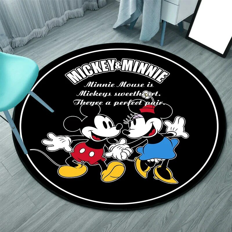 Alfombra redonda de dibujos animados de Mickey para habitación de niños, alfombrilla antideslizante para el suelo, decoración del hogar y sala de estar, 120cm