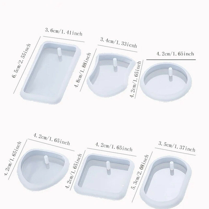 DIY Epoxy Resin Mold Listing Tag Square Round Oval Heart-shaped Love Keychain Pendant Silicone Mold