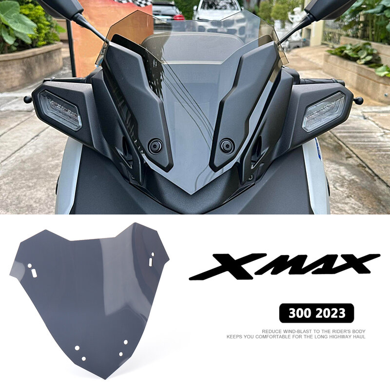 Motocicleta tela pára-brisa para Yamaha, acessórios de carenagem pára-brisas, X-MAX 300, XMAX 300, 2023, novo