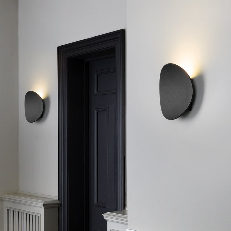 مصباح جداري LED مقاوم للماء للأماكن الداخلية والخارجية ، مصباح منزلي عصري من الألومنيوم البسيط ، شرفة وحديقة ، أبيض وأسود ، IP65 ،