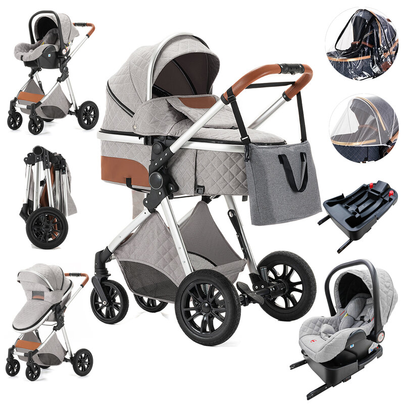 Portátil Alta Paisagem Baby Stroller, carrinho de bebê, portador infantil, Pushchair, berço, Sit Can Lie, luxo, frete grátis, 3 em 1