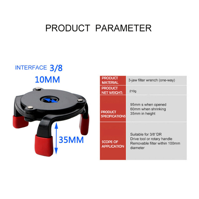 Universal 3 Jaw Oil Filter Remover Tool Cars Oil Filter Removal Tool Interface Special Tools Oil Filter Wrench Tool