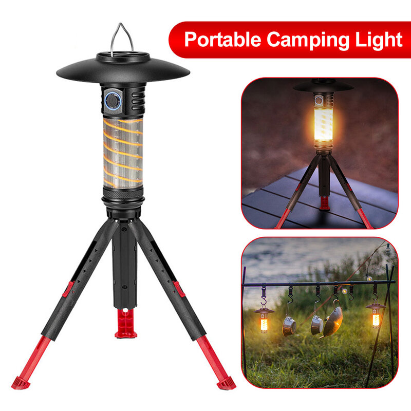 Lampe de camping portable aste par USB, lampe de poche LED d'urgence, lanterne de camping, tente extérieure, 3 en 1