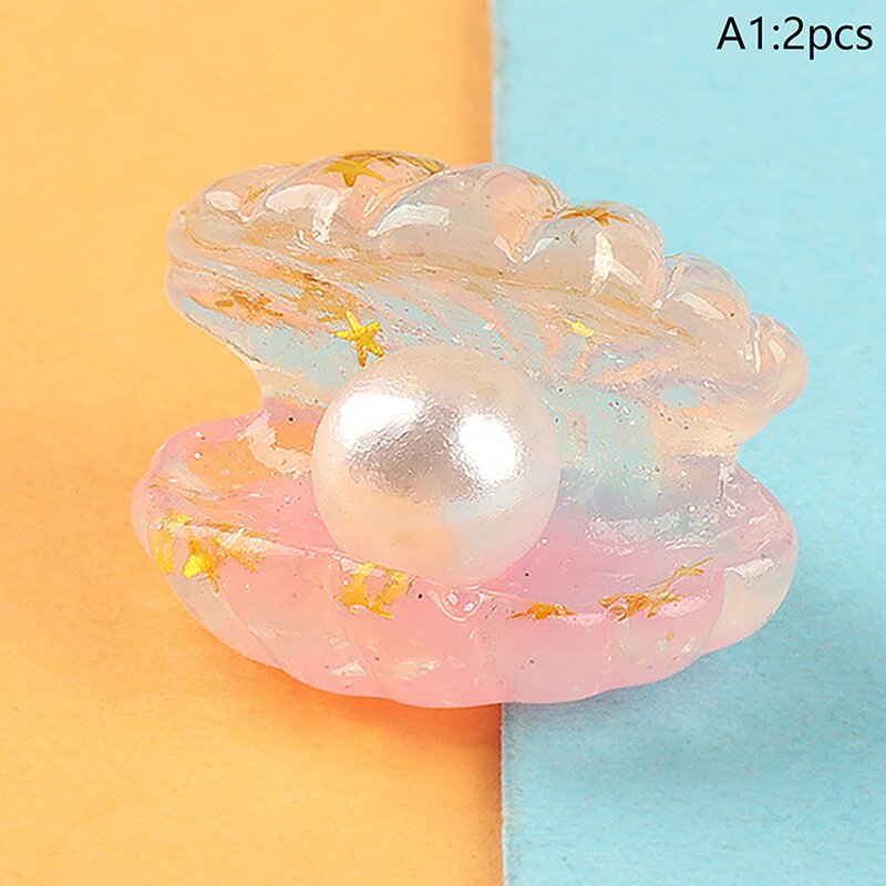 1/2PCS DIY Jewelry Phone Case Patch Shoe Buckle Accessories Luminous Resin Miniature Cartoon Gradient Pearl Shell Toys