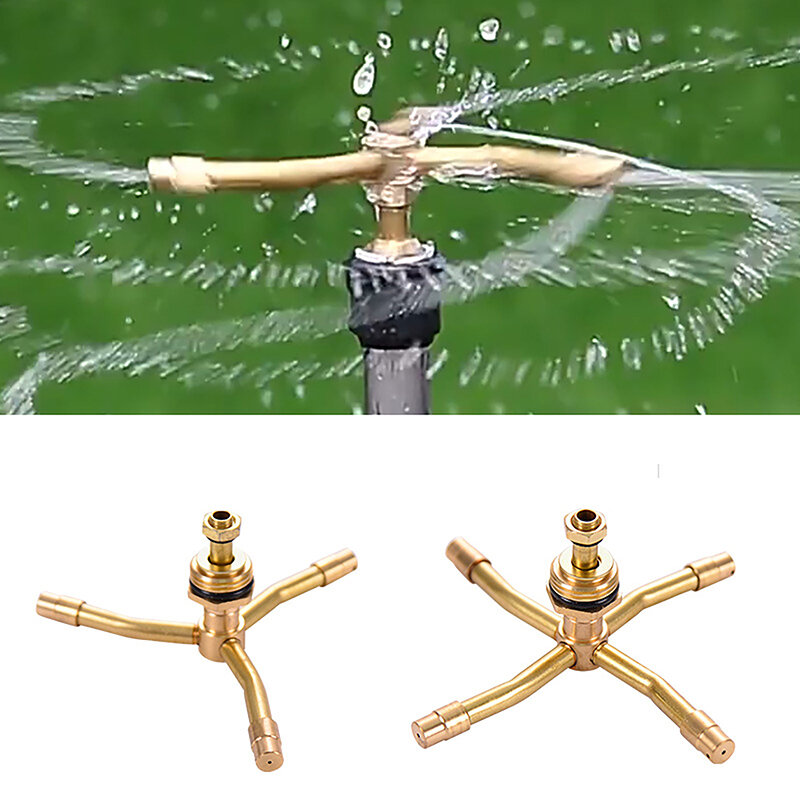 1 buah 2/3/4 lengan 360 ° otomatis berputar putaran Sprinkler taman rumput irigasi Penyiraman Nozzle semprot berputar kuningan Sprayer
