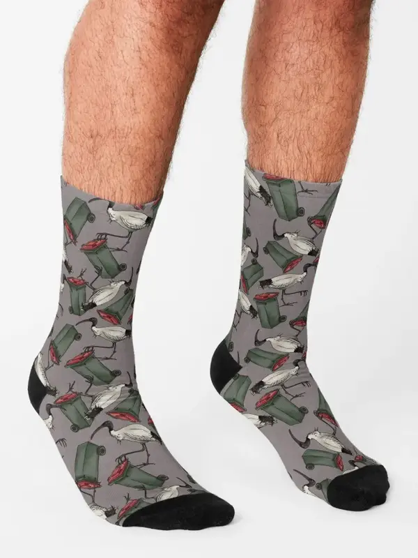 Bin Chickens-Lote de calcetines térmicos florales grises para hombre y mujer, calcetines de invierno