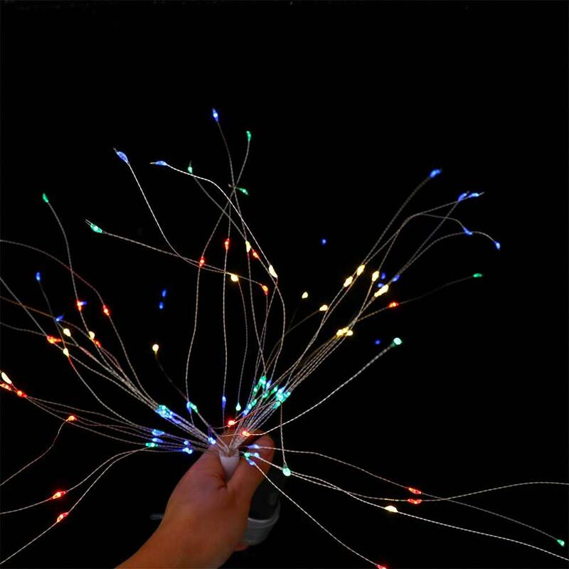 8 modalità luci per fuochi d'artificio decorazione natalizia dimmerabile 120 LED Led Starburst luci impermeabili in filo di rame luci a sospensione casa