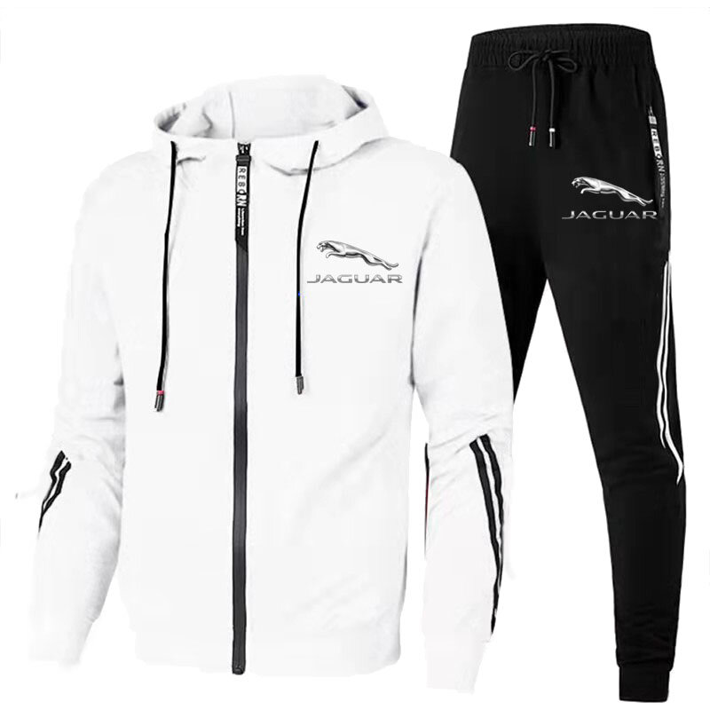 2023 nuova primavera e autunno menswear JAGUAR logo stampato cotone menswear casual felpa con cappuccio giacca + pantaloni vestito a due pezzi