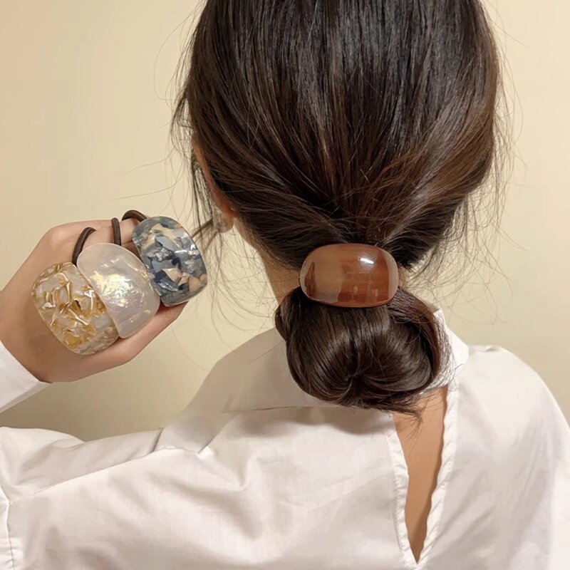 Модная Портативная эластичная резинка для волос из ацетата, овальные аксессуары для волос для женщин