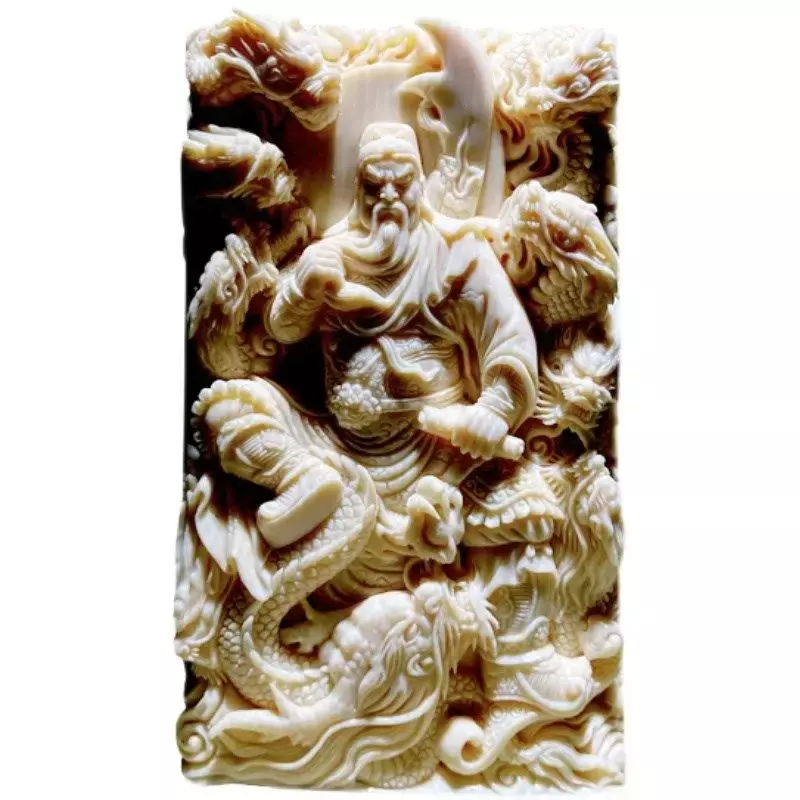 Original Mammut Elfenbein handgemachte neun Longlong Drachen Gott des Reichtums Lord Guanyu Anhänger Marke Glück abwehren böse Männer Amulett