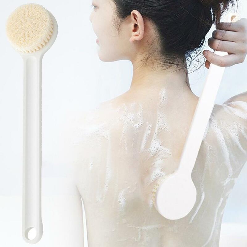 Ingrandisci spugna lunga spazzola da bagno per capelli morbidi spazzola per doccia per la pulizia dello sfregamento spazzola per la schiena strumento per la pulizia esfoliante
